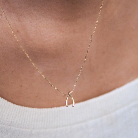 Gold Wishbone Necklace - Picture 4 of 4